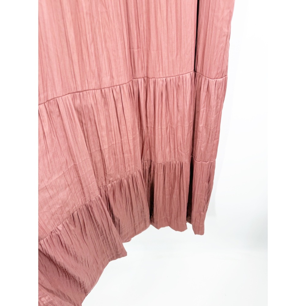 Anthropologie Somerset Maxi Dress Dusty Rose Pink Smocked Tiered Plisse XL NEW - Picture 8 of 13